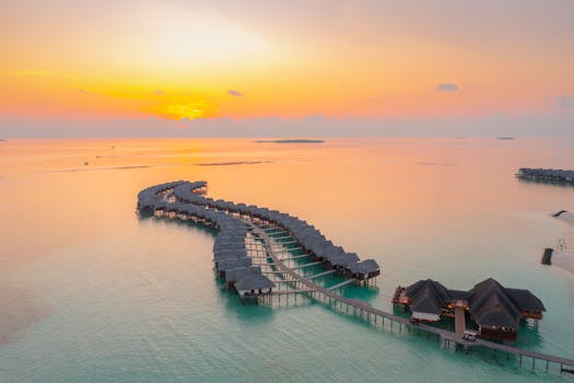 Dream Maldives Lagoon Resort Villas With Romantic Sunset
