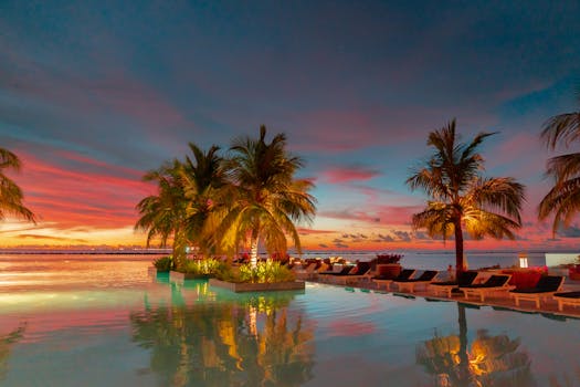 Scenic Beach Resorts With Sunset Infinity Pools Facing the Sea